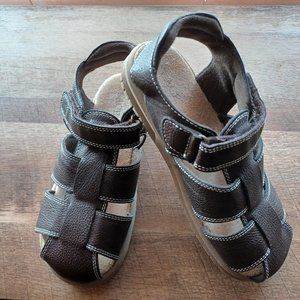Children's Place Boys' Brown Faux Leather Sandals, Size US 4, EUC